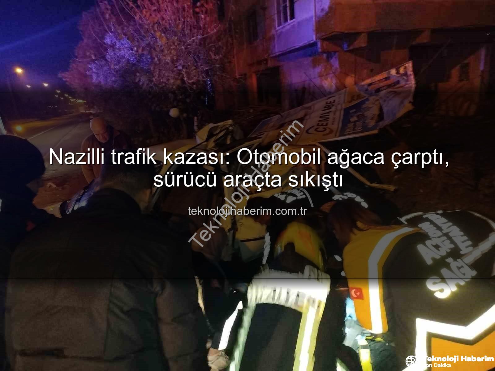 Nazilli trafik kazası - Nazilli trafik kazası: Otomobil ağaca çarptı, sürücü araçta sıkıştı