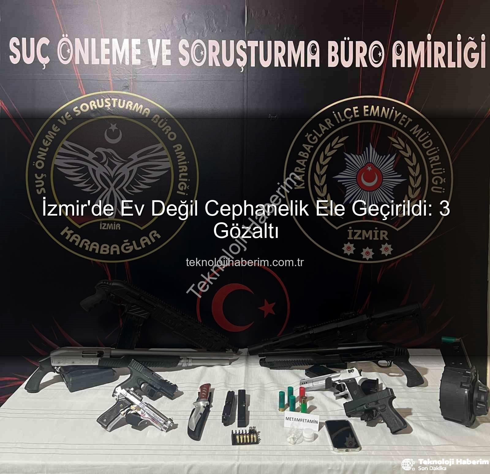 ruhsatsız silah - İzmir'de Ev Değil Cephanelik Ele Geçirildi: 3 Gözaltı